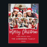 Brush Script Star Frohe Weihnachten 4 Foto Red Postkarte<br><div class="desc">Brush Script Star Frohe Weihnachten Rote Postkarte - 4 Fotos</div>