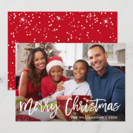 Brush Script Star Frohe Weihnachts Foto Red Card Einladung