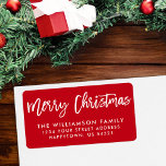 Brush Script Star Frohe Weihnachtsfamilie Adressaufkleber<br><div class="desc">Moderne Pinselschrift Star Weihnachten Familie Rücksendeadresse Label</div>