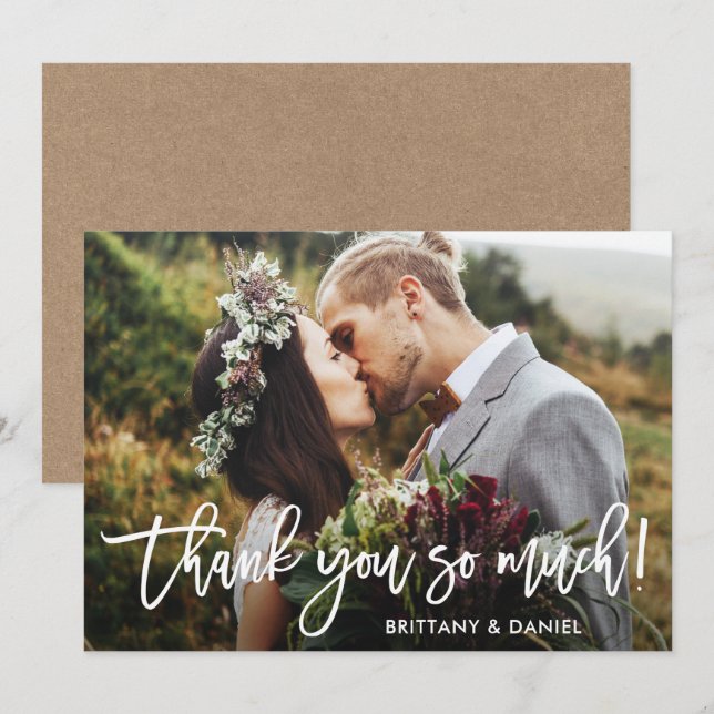 Brush Script Vielen Dank so viel Wedding Kraft Car Einladung (Vorne/Hinten)