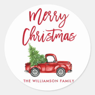 Brush Script Vintag Truck Umschlag Aufkleber