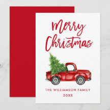 Brush Script Vintag Truck Weihnachtskarte