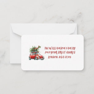 Brush Script Vintag Truck Weihnachtsrot Label Mitteilungskarte