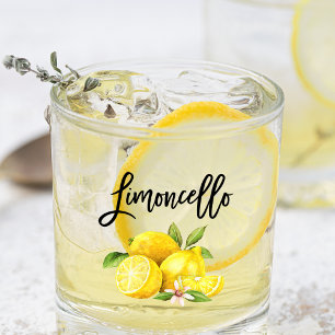 Brush Script Wasserfarbe Lemons Limoncellass Whiskyglas