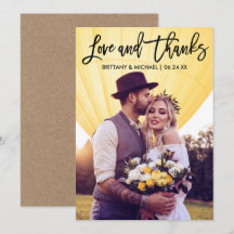 Brush Script Wedding Foto Kraft Danke Karte B
