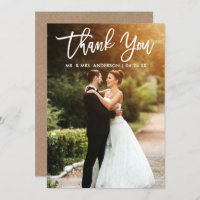 Brush Script Wedding Foto Kraft Danke Karte W