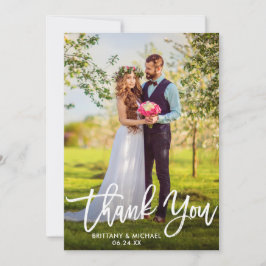 Brush Script Wedding Foto Kraft Danke Karte W