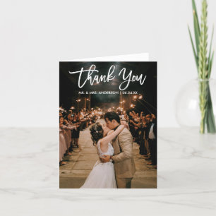 Brush Script Wedding Foto Vielen Dank Moderne Anme Karte