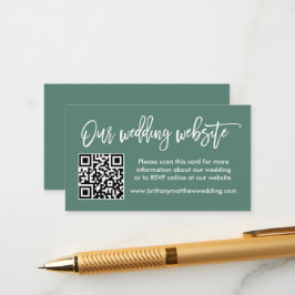 Brush Script Wedding Website QR Eukalyptus Green Begleitkarte