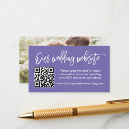 Brush Script Wedding Website QR Foto Periwinkle Begleitkarte