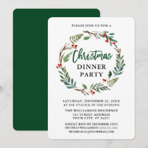 Brush Script Weihnachts-Party Watercolor Wreath