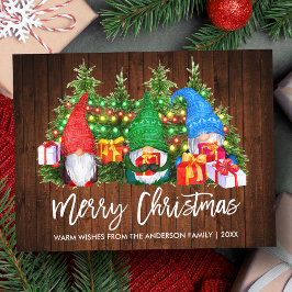 Brush Script Weihnachtsweihnachtsleuchten Gnomes Postkarte
