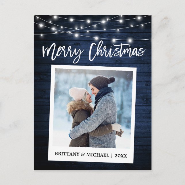 Brush Script Wood Instant Camera Weihnachten Postkarte (Vorderseite)