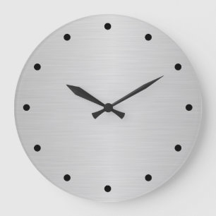 Brush SIlver Metallic Große Wanduhr