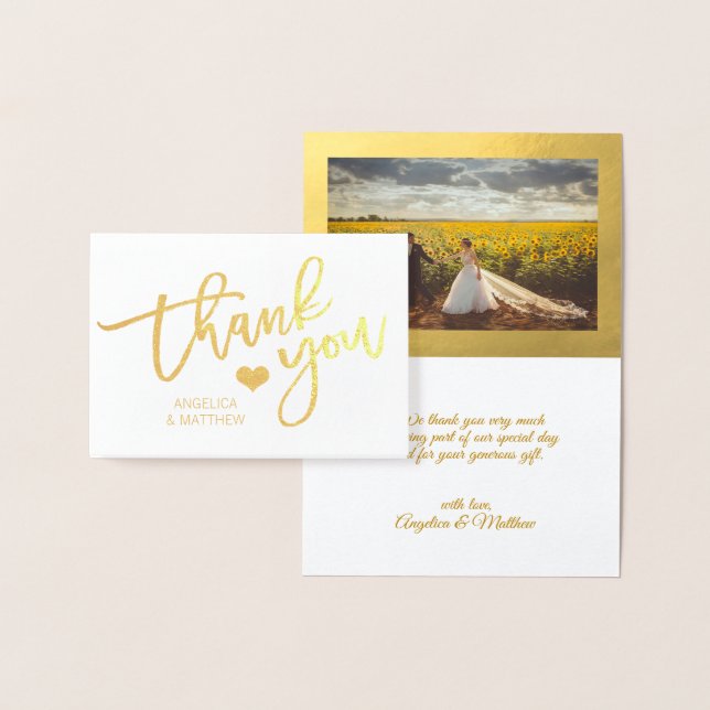 Brush Stroke Gold Foil DANK YOU Wedding | FOTO Folienkarte (Anzeige)