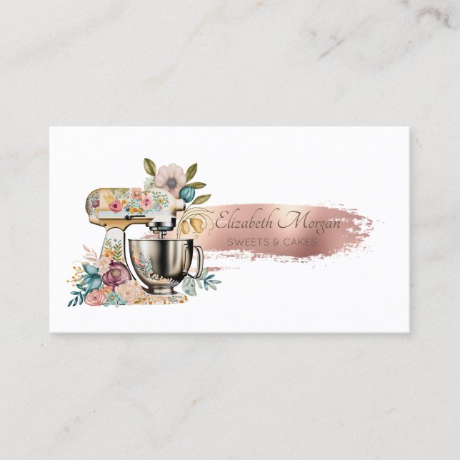 Brush Stroke Pastry Floral Mixer Visitenkarte (Vorderseite)