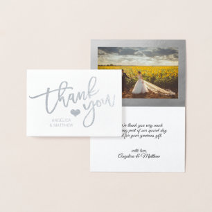 Brush Stroke Silver Foil DANKEN SIE Hochzeit FOT Folienkarte
