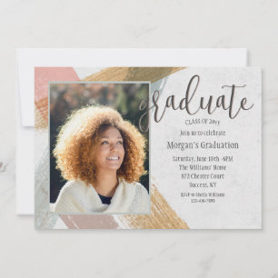Brush Strokes Photo Graduation Invitation