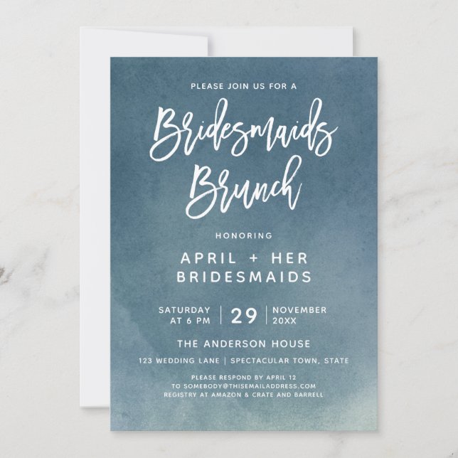 Brush Typografie Bridesmaids Einladung zum Brunch (Vorderseite)