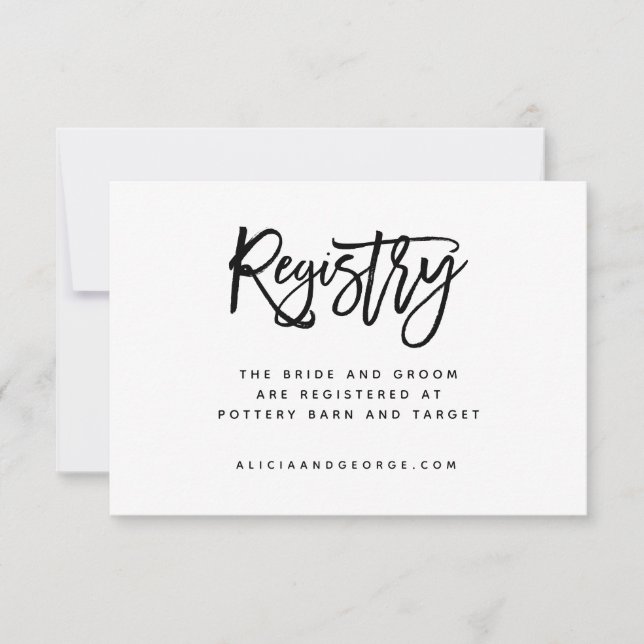 Brush Typografy Registry Card Einladung (Vorderseite)