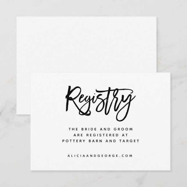 Brush Typografy Registry Card Einladung (Vorne/Hinten)