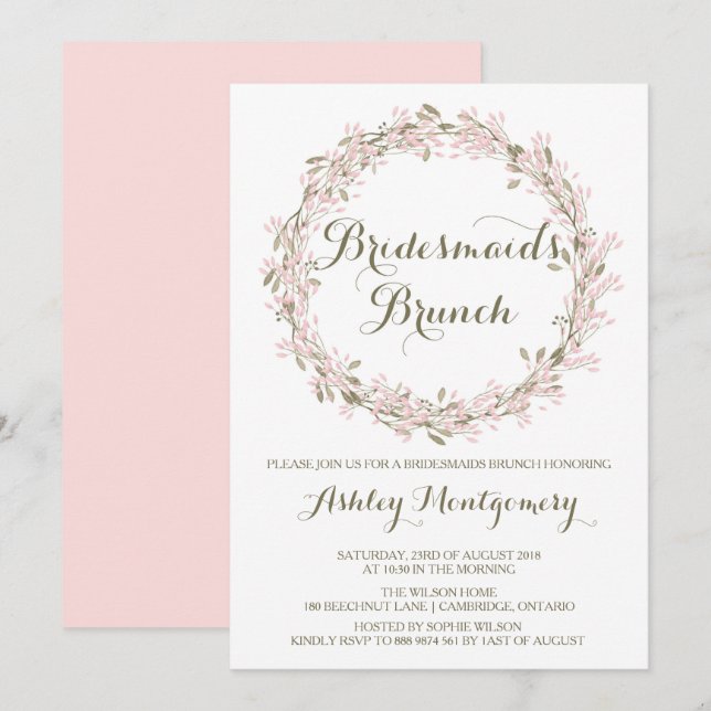 Brush Winter Wreath Bridesmaiers Brunch Invitation (Devant / Derrière)