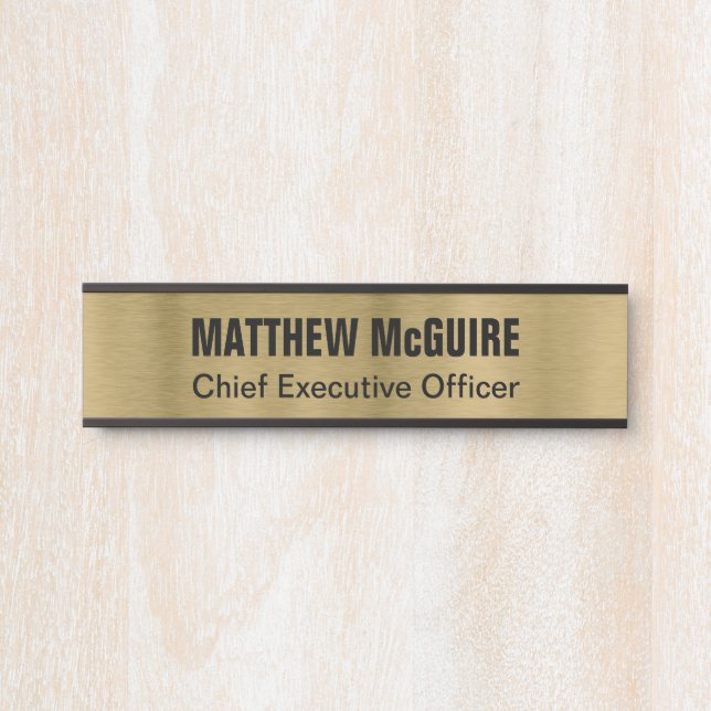 Brushed Antique Gold Look Office Türschild (Vorderseite )