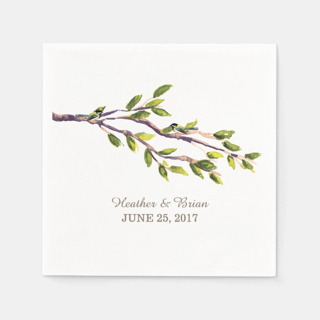 Brushed Branches Hochzeitspapier Napkins Serviette (Vorderseite)