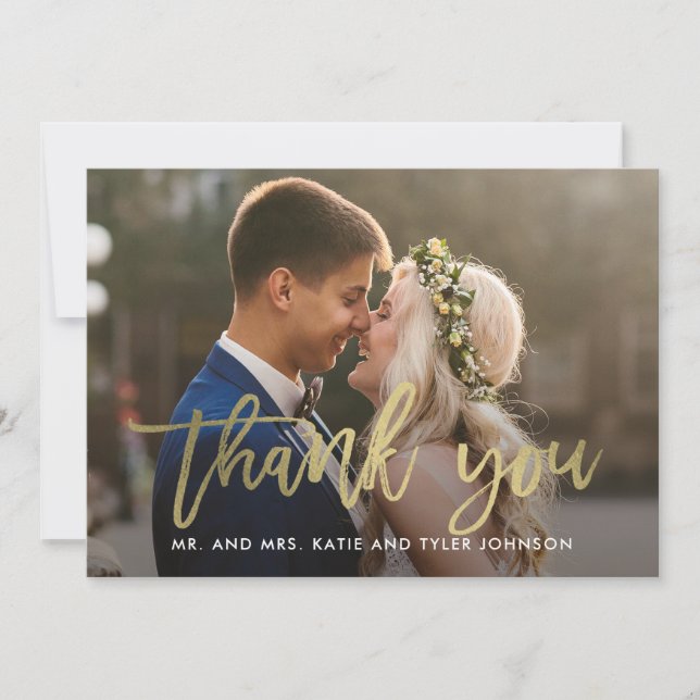 Brushed Charm Wedding Danke, Card Imitats Foil Dankeskarte (Vorderseite)