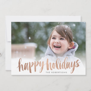 Brushed Copper Happy Holidays Photo Card Feiertagskarte