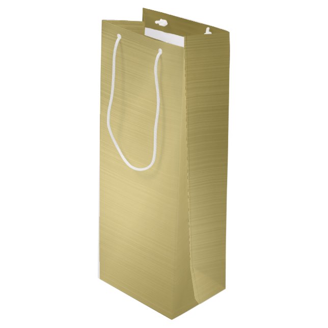 Brushed Deep Gold Geschenktüte Für Weinflaschen (Vorderseite Schrägansicht)