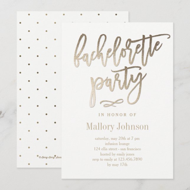 Brushed Glimmer Junggeselinnen-Abschied Einladung (Vorne/Hinten)