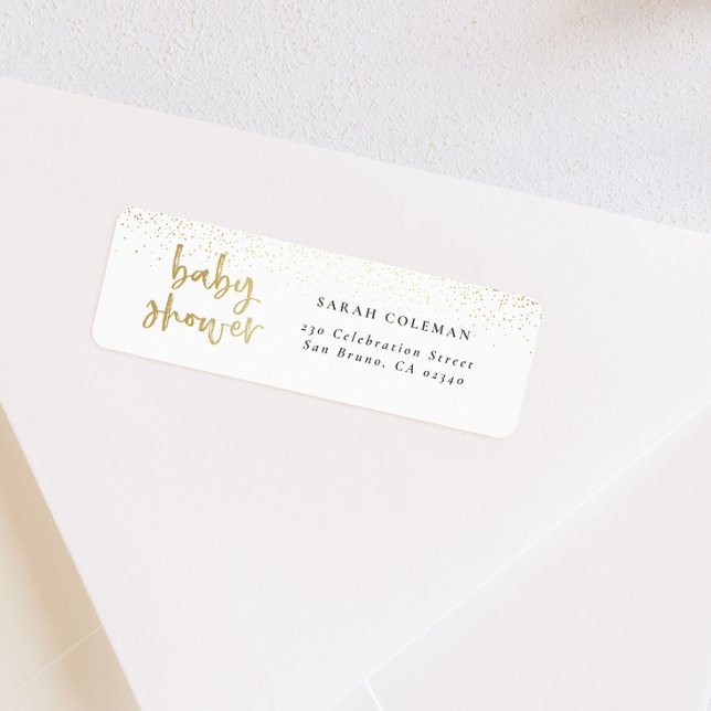 Brushed Gold Baby Dusche Rücksendeadresse (Return Address Label Mock-up)