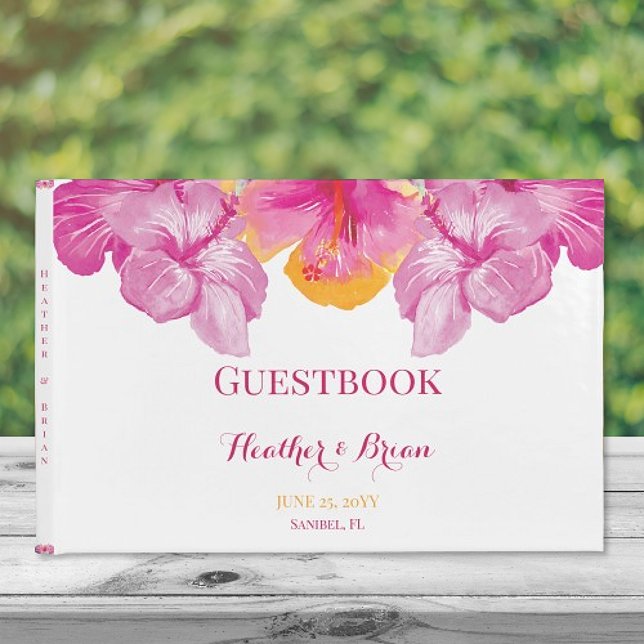 Brushed Hibiskus Floral Wedding Gästebuch (Brushed Hibiscus Floral Wedding Guestbook)