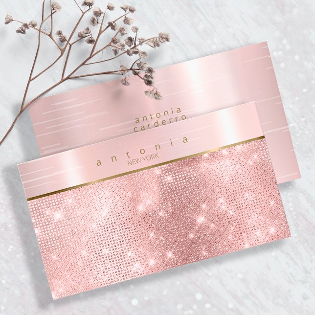 Brushed Metal Band auf Glitzer Rose Gold ID802 Visitenkarte (Von Creator hochgeladen)