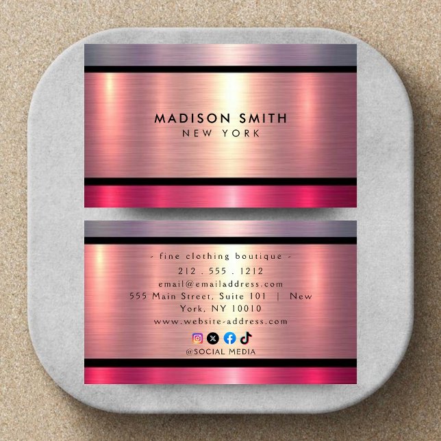 Brushed Metal Gold Banding  Business Card Visitenkarte (Von Creator hochgeladen)