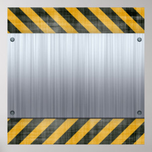 Brushed Metal Hazard Construction Layout Poster