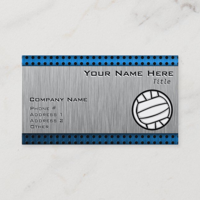 Brushed Metal look Volleyball Visitenkarte (Vorderseite)