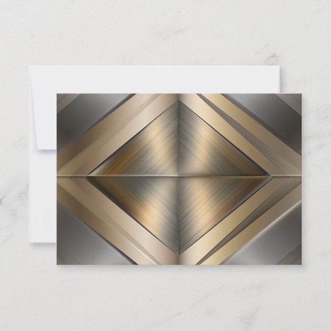 Brushed Metallic Geometric Diamond Pattern Dankeskarte (Vorderseite)
