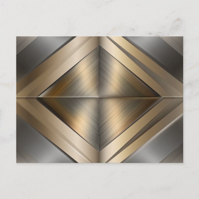 Brushed Metallic Geometric Diamond Pattern Einladungspostkarte (Vorderseite)