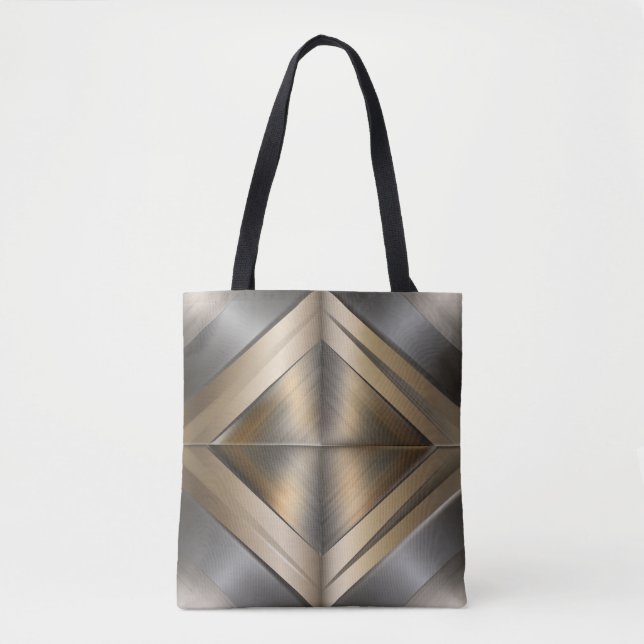 Brushed Metallic Geometric Diamond Pattern Tasche (Vorderseite)