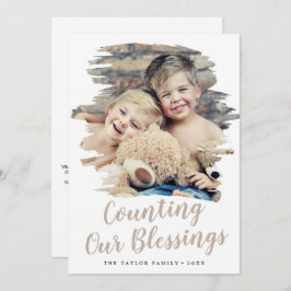 "Brushed Tan zählt unser Segen-Jahr im Review Feiertagskarte