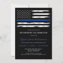 Brushed Thin Blue Line Police Office Retirement