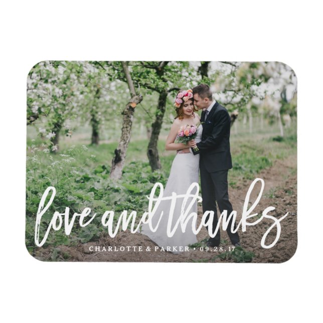Brushed Wedding Danke Foto Magnet (Horizontal)