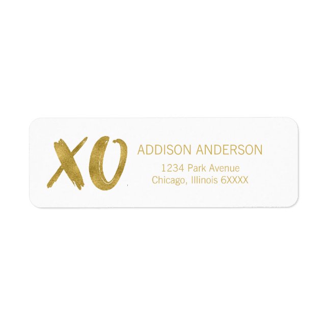 Brushed XOXO Gold Foil Valentine Address Label (Vorne)