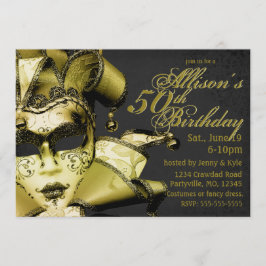 Brushgold Masquerade Geburtstag Einladung
