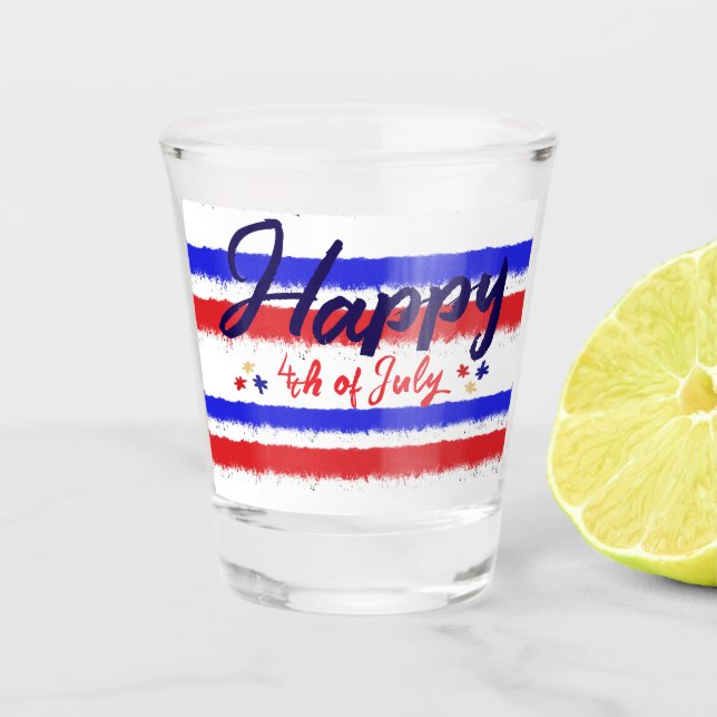 Brushhub Happy 4. Juli American Flag Festival Schnapsglas (Vorderseite)