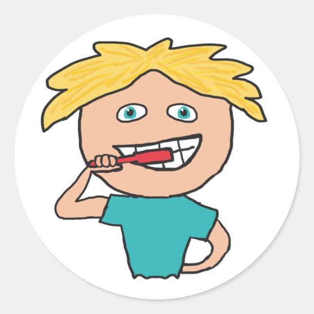 Brushing Teeth Runder Aufkleber (Vorderseite)