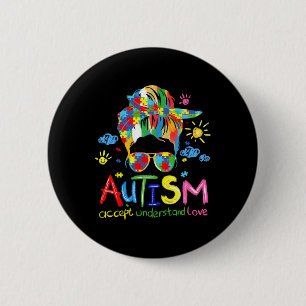 Brushstroke Autismus Awareness Accept Liebe Messy  Button