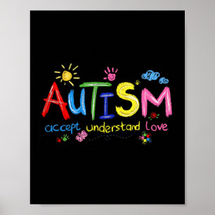 Brushstroke Autismus Awareness Accept Understand L Poster